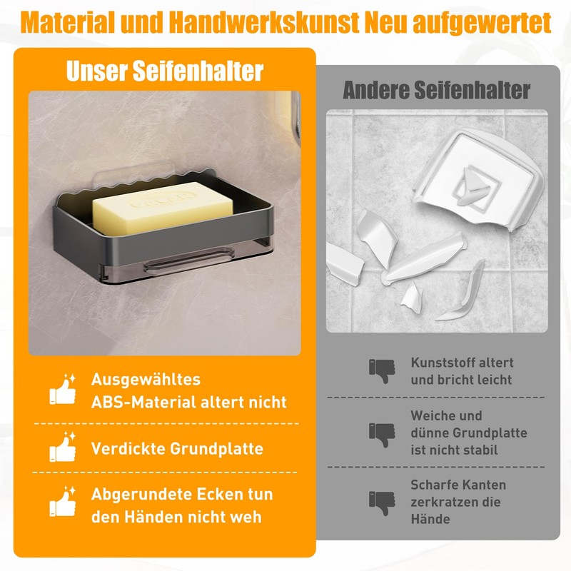 Soap Holder Shower, Pack of 2 Soap Dish No Drilling