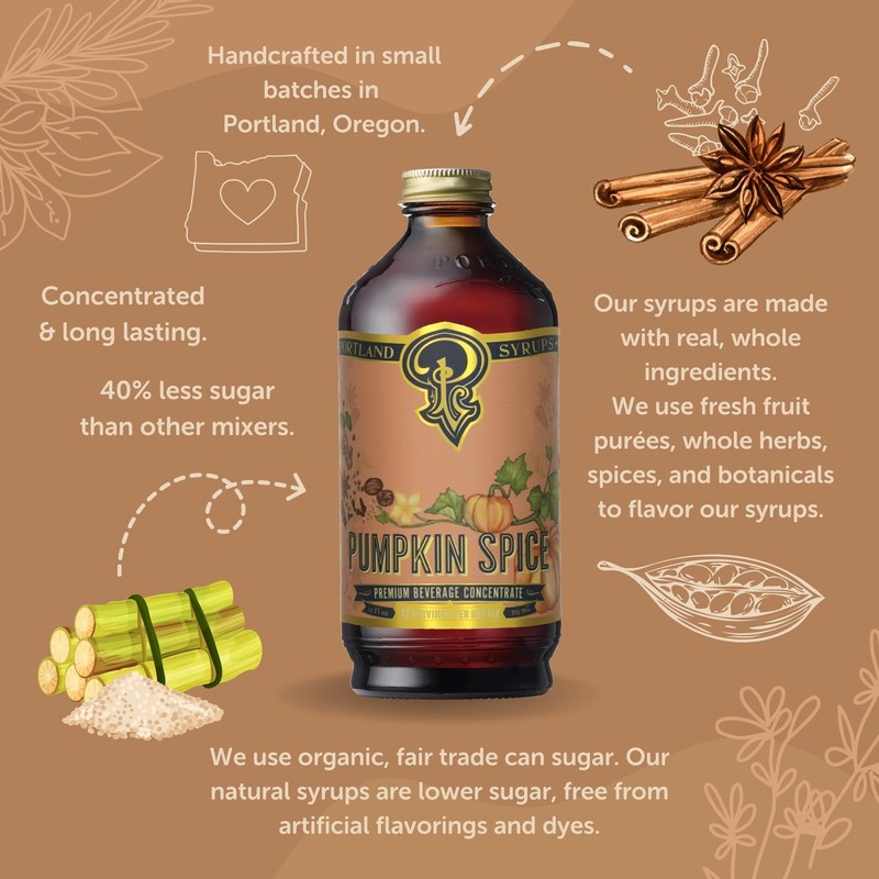 Portland Syrups Pumpkin Spice - Drink Mix for Exceptional Cocktails,