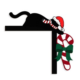 Pigort Christmas Decorations Funny Black Cat Door/Window Coner Toppers Windows Walls DIY Craft for Christmas Party Ornament (Black cat 4)