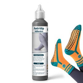 Anti Slip Sock Glue for Adults, Seniors & Pets - 3.38 fl oz Washable Non-Slip Adhesive, Latex-Free Water-Based Multi-Color Paint for Socks, Pet Socks, Mats, Hangers with Precision Tip Black