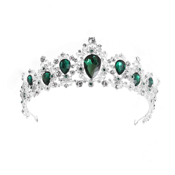 Frcolor Tiara Crown for Women,Rhinestone Queen Crowns Wedding Tiaras Crowns Headband (Green)