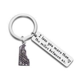 JJTZX I Love You More Than The Miles Between Us Long Distance Relationship State Map Keychain Going Away Gift Travel Gift (Delaware)