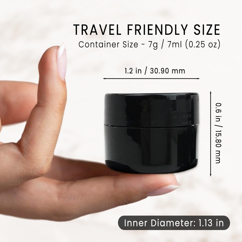 Beauticom 12 Pieces 7G/7ML (0.25oz) Black Sturdy Thick Double Wall