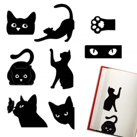 8pcs Cat Magnetic Bookmarks Cute Black Cat Bookmarks for Women Cat Lover Gifts Small Magnetic Bookmarks for Book Lovers Reading Students Teachers