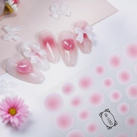 DUKASOU Gradient Blush Nail Stickers for Nail Art, Clear Blush Ombre Nails Stickers Decals Self Adhesive Spring Summer Nails Sticker for Women