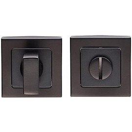 Thumbturn Lock and Release Handle - Concealed Fix Square Rose - Matt Black | Locking Thumb Turn and Release Handle - Screwless Rose - for Use with Lever on Rose Door Handles