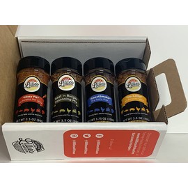 Lillie's of Charleston 4 Spice Gift Box | Ho-Lotta and Hissy Fit AP Blends & SweetSmoke & Beef 'n Burger Seasonings | 7" x 8.25" x 3.5" Gift box with handle