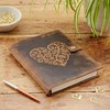 Embossed Heart Genuine Buffalo Leather Refillable Journal - Handcrafted Notebook