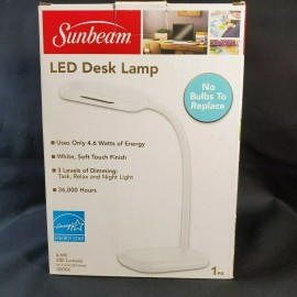 Sunbeam LED Desk Lamp Flexible Neck White 3 Level Dimming 4000K Energy Star