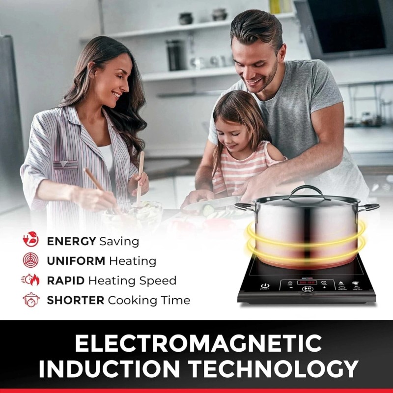 Mueller RapidTherm Portable Induction Cooktop, 1800W, 8 Temp Levels, LED