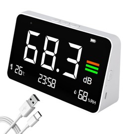 Decibel Meter, ℃ and ℉ are Switchable Sound Level Meter, Portable dB Meter with Port Type C, Temperature, Humidity, Decibel