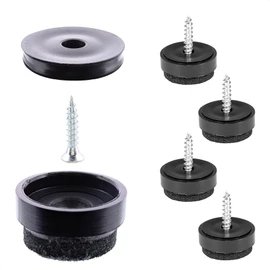 WAGNER QuickClick® Felt glides furniture glides chair glides I 4pcs. set to screw on I 4x base+screw+interchangeable glide insert - felt robust NATURAL - diameter Ø 17 mm - Made in Germany - 15785000