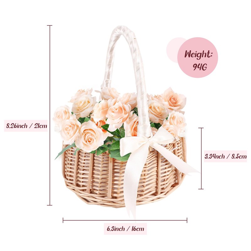 Hacbop Woven Flower Basket Rattan Storage Basket Flower Girl Hand