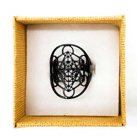 AB Viking Crafts Metatrons Cube Finger Ring One Size Open Stainless Steel in Jewellery Box Spirituality Happiness Energy Metaphysics, Cardboard