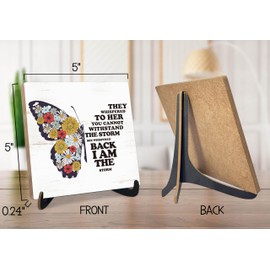 Zhminz Inspirational Wooden Sign With Stand, 5" x 5", Black and White, Rustic, Tabletop, Home Decor