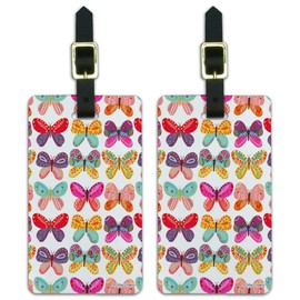 Colorful Butterflies Luggage ID Tags Suitcase Carry-On Cards - Set of 2