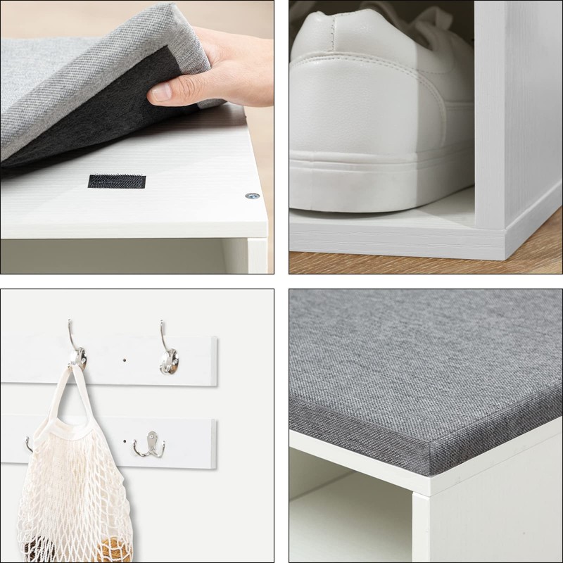 HOOBRO Shoe Storage Bench with Cushion, 39.4" L Entryway Bench