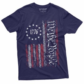 Silver Lake T-shirts We The People Tee Shirt 1776 Independence Day 4th of July USA Graphic Flag Print T-Shirt (Large Navy Blue)