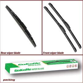 GoKoHe Original Equipment Replacement Front and Rear Windshield Wiper Blades For Jeep Liberty 2008-2012 Front Windscreen Wiper and Rear Wiper Blade