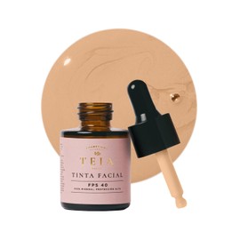 TEIA COSMETICOS Tinta de Maquillaje FPS 40 100% mineral - Escualeno y Vitamina E - Cobertura media 20ml tono MEDIO