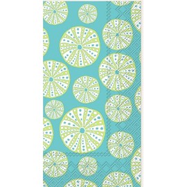 Turquoise Urchin Guest Towels - 32 Count | 2 Packs 16CT 3-Ply Sea Urchin Napkins | Coast Decor for Buffet, Kitchen, or Bathroom