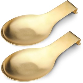 Soporte para cuchara de acero inoxidable, soporte para cucharones de acero inoxidable, soporte de cuchara para utensilios de cocina,9,5 x 24,4 cm (color dorado)