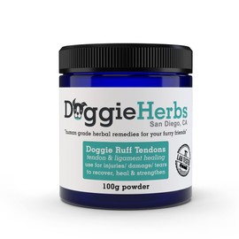 Certified Organic Dog Ligament and Tendon Healing - All Natural Human Grade Dog Tendon and Ligament Supplement – Powder Herbal Blend – 100g by Doggie Herbs