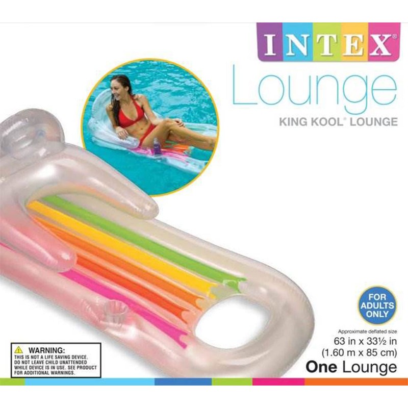 Intex King Kool Lounge Inflatable Swimming Pool Lounger with Headrest
