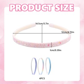 4 Stück Glitzer-Haarband, Multi-Stil Haarbänder für Männer Frauen, Glitzernd Konfetti Regenbogen-Haarbänder mit Zähnen für Kleine Mädchen