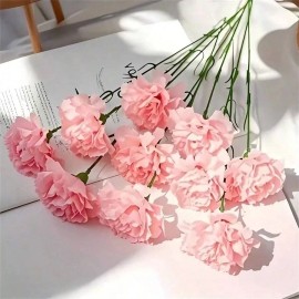 10pcs Artificial Carnation Flowers Silk Material Stems Suitable for Funeral Arrangements Wedding Bouquets Wreath Decorationscolor: 10pcs pink