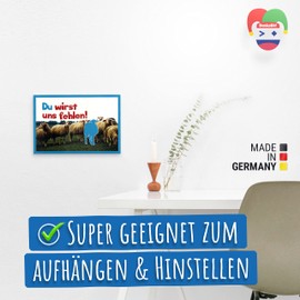 DankeDir! Du wirst uns fehlen Schafe - Schild als Abschiedskarte Jobwechsel Geschenkidee Abschiedsgeschenk Kollegen Geschenk Verabschiedung Kollege Chef Abschied Arbeitskollege im Büro