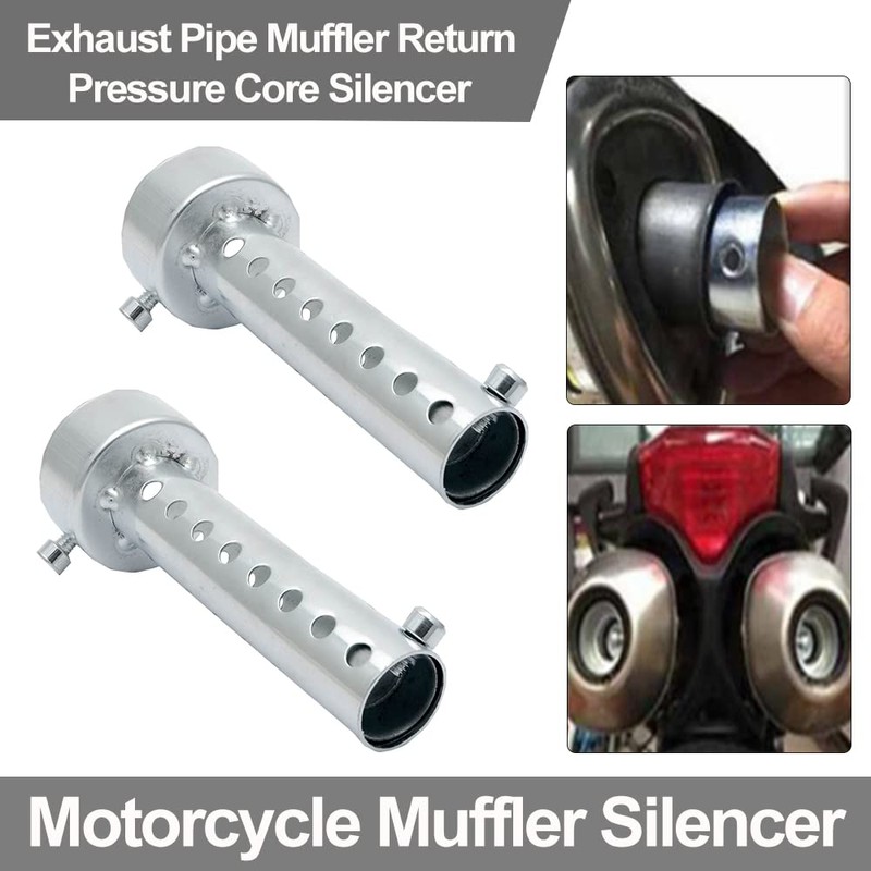 TOTMOX Motorcycle Exhaust Silencer 45 mm Silver, 2 Pieces Universal