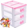 BxuxJar 3 Drawer Storage Organizer Small Plastic Drawer Kawaii Pink