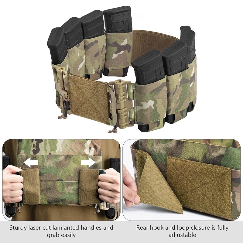 PETAC GEAR Carry Elastic Cummerbund,8 AR Mag Pouches for Vest