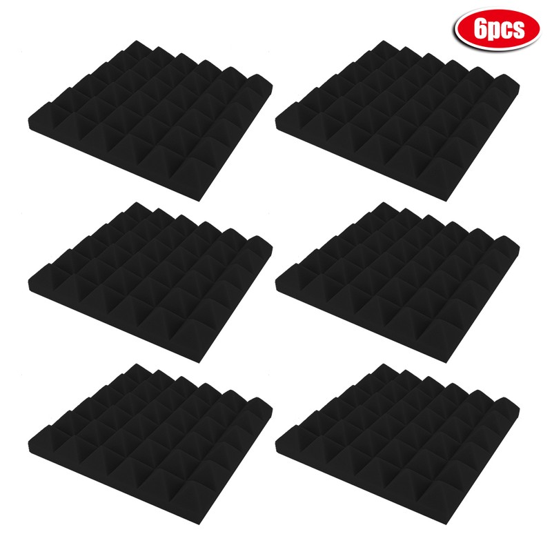 6Pcs Pyramid Shape Sound Absorbing Foam Acoustic Panels Soundproofing Foam