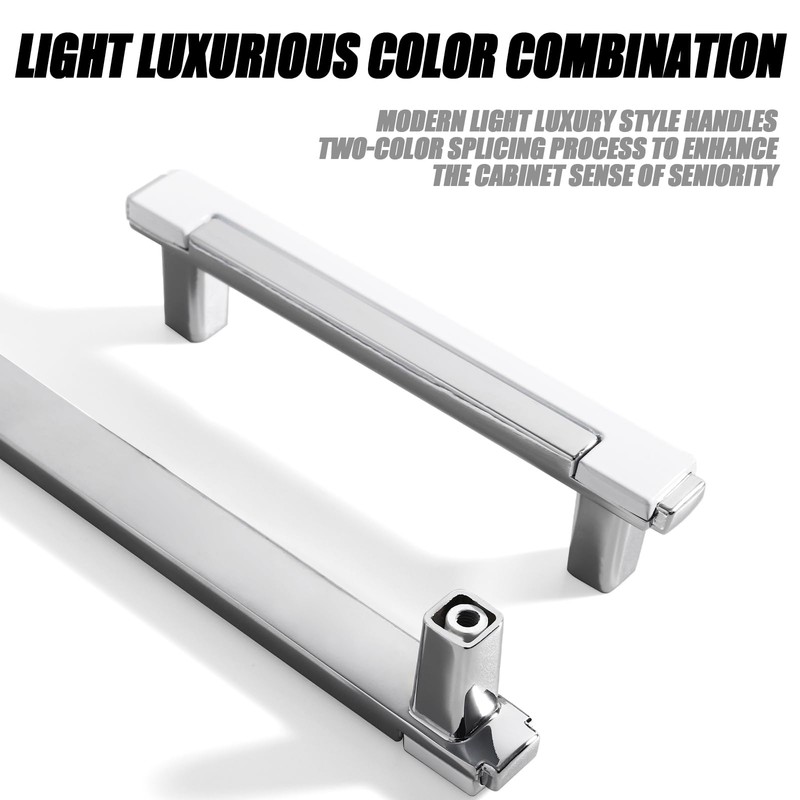 Kcmwsy 5 Pack White and Silver Cabinet Pulls Kitchen Cabinets