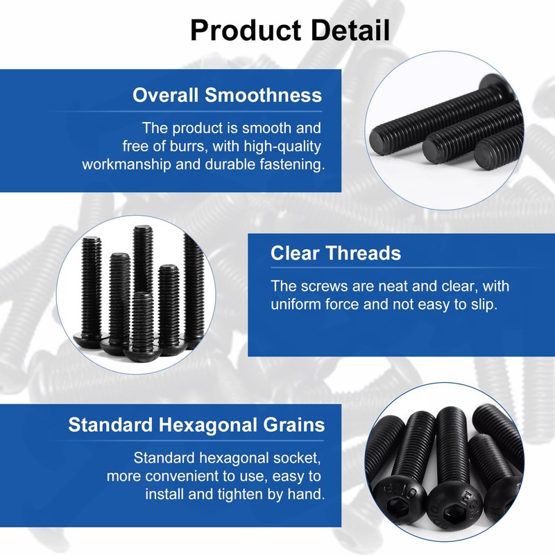 MroMax M6 x 10mm Machine Screws Hex Socket Round Head
