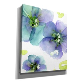 Epic Graffiti 'Blue Flowers' by Dawn Derman, Giclee Canvas Wall Art, 20"x24"