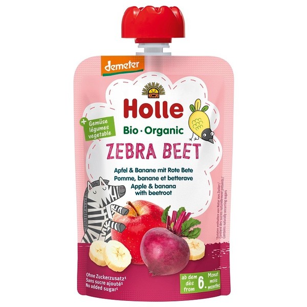 Holle Organic Pouch Zebra Beet - Apple & Banana with Beetroot 100g