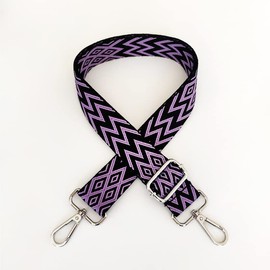 Boho Adjustable Shoulder Strap for Bags 3.8 cm Multicoloured Wide Bag Strap Shoulder Strap for Men and Women Adjustable Strap Bag Handle Shoulder Strap for Bags Handbags, Purple/Black
