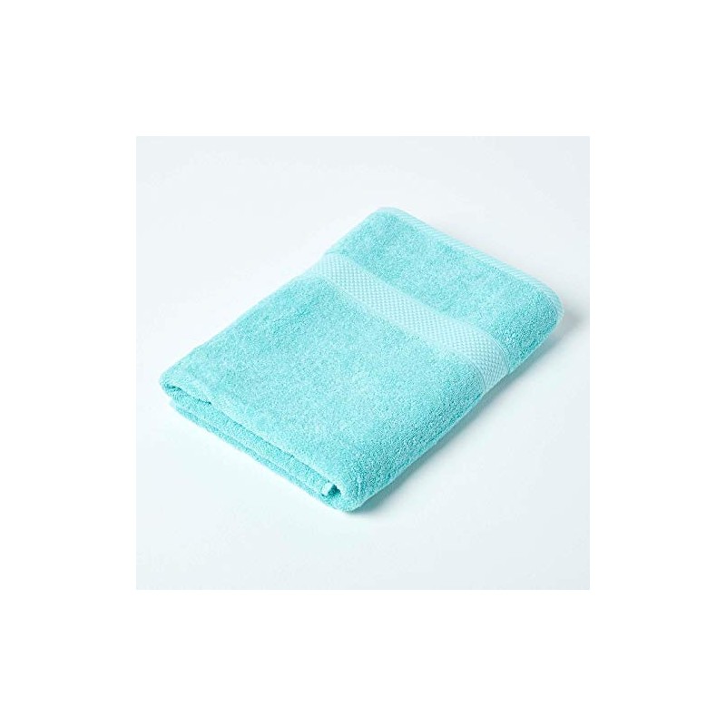 HOMESCAPES Aqua Blue Turkish Cotton Bath Towel Super Soft Thick