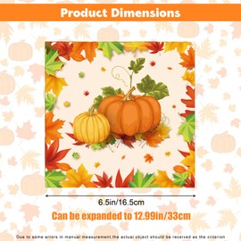 JazSwirl Fall Napkins, Paper Autumn Thanksgiving Pumpkin Napkins Disposable, Fall Dinner Themed Paper Dinner Leaf Napkin