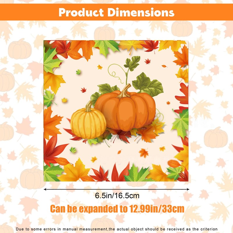 JazSwirl Fall Napkins, Paper Autumn Thanksgiving Pumpkin Napkins Disposable, Fall