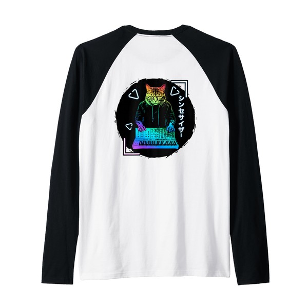Backprint | Synthpop Music, Cats Synth-Japanese Synthesizer Raglan Baseball Tee