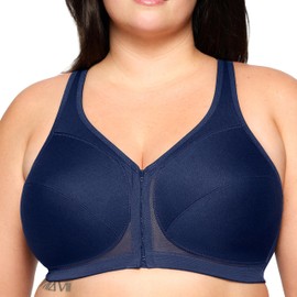 Glamorise Women's Plus Size MagicLift Posture Back Bra Wirefree 1265, Blue, 42I