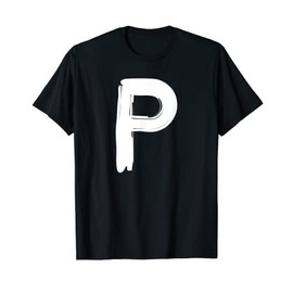 Creative Bold White Letter P - Design - Alphabet - Marker T-Shirt