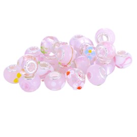 50 Pc Girls' Pink Murano Glass Charms for Bracelets Necklaces & Women's Jewellery Making, Gift Boxed
