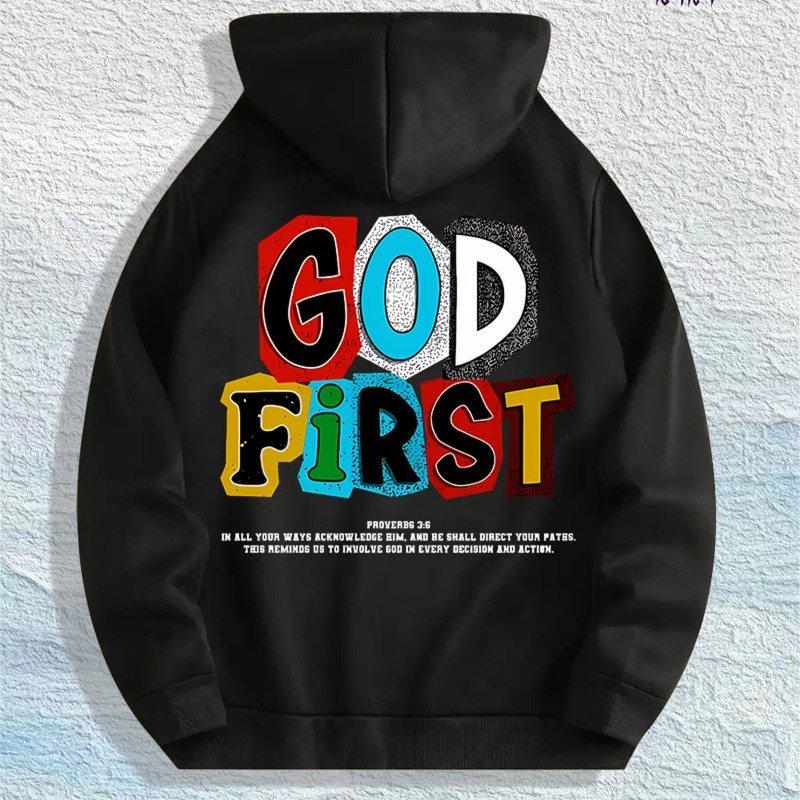 GOD FIRST Graphic Hoodie 100% Cotton US Warehouse 7 ColorsColor: