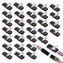 TIANTHH Wire Connectors, Set of 30, 2 Needle Low Pressure Universal Connectors, Compatible with 18-22 AWG, Solderless Sleeving, No Stripping, Plug Type Quick Connect Terminals, Easy Wiring, Plug-in