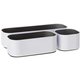 Three by Three Seattle 3 Piece Metal Stacking Bins + Drawer Organizers Set: E...